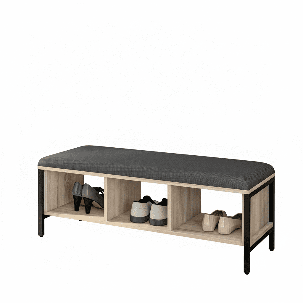 Ensemble vestiaire d'entrée banc chaussures porte-manteau naturel - Vue 3