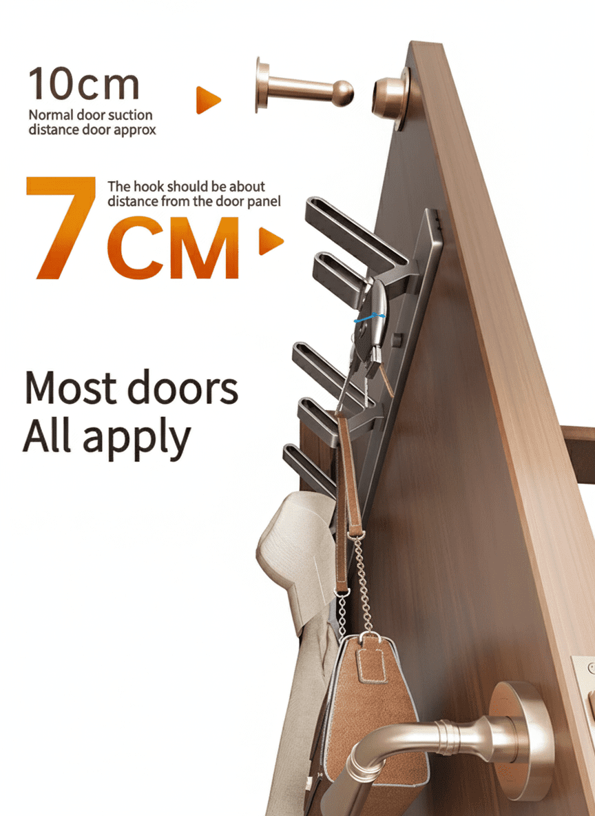 Porte-manteau mural aluminium 6 crochets sans perçage salle de bain - Vue 2