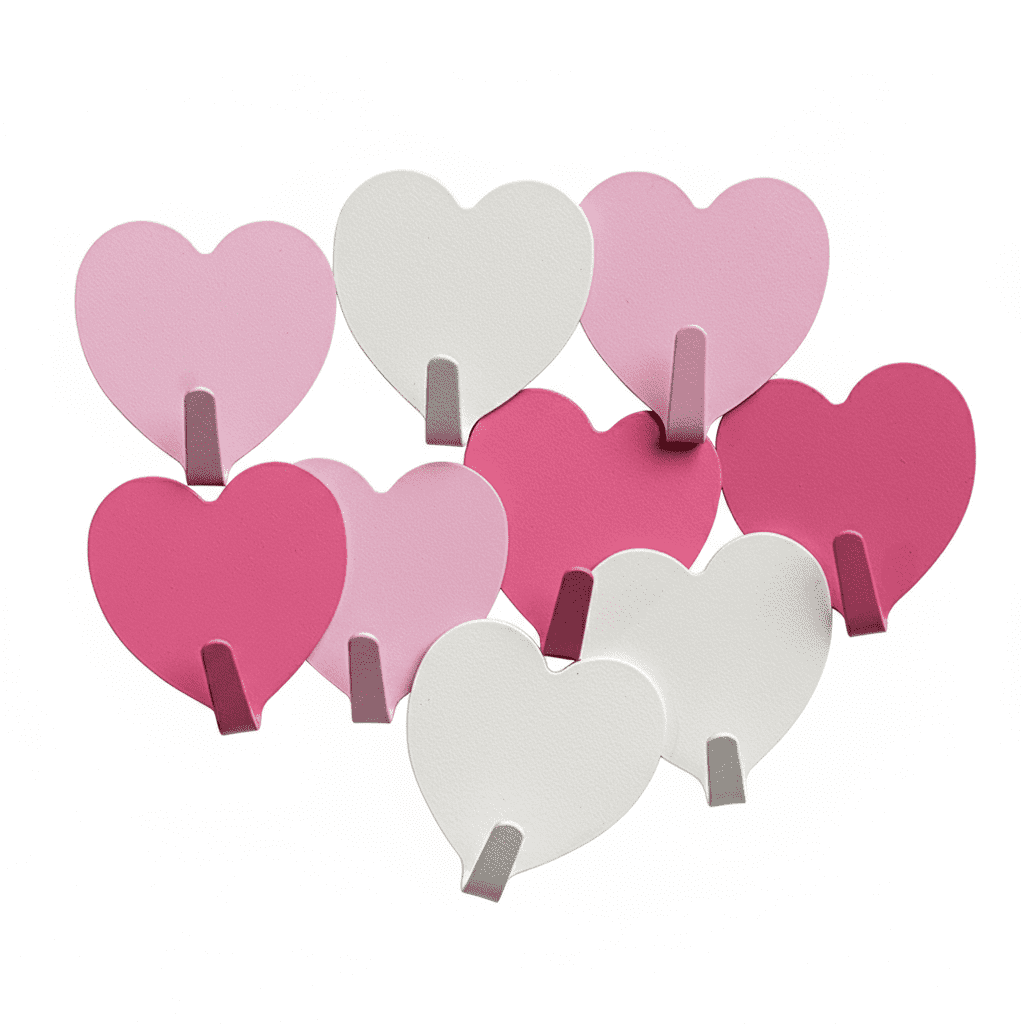 Crochet adhésif cœur rose acier inoxydable - Porte-clés déco - Vue 1