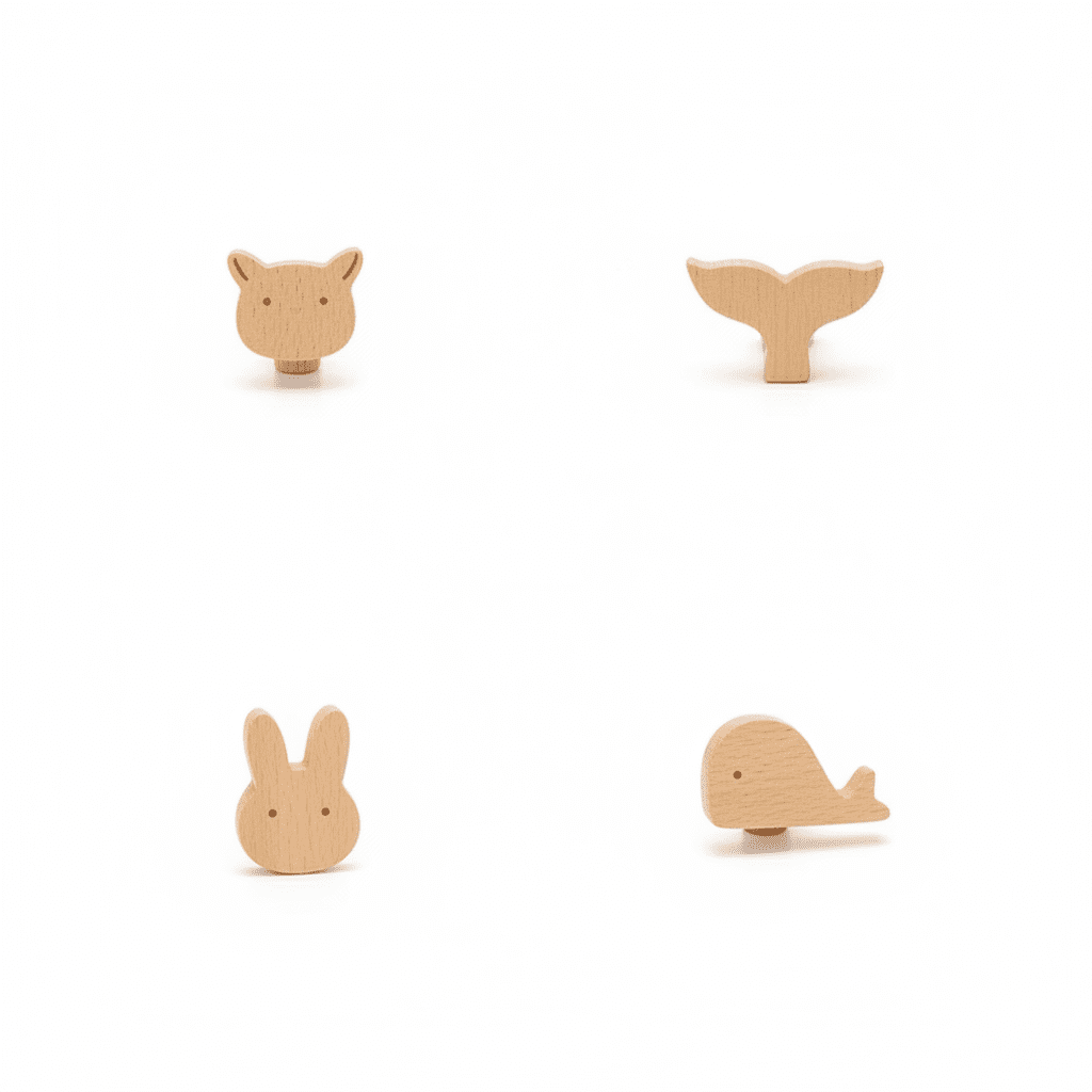 Crochet mural bois animal mignon - Patère déco chambre enfant - Vue 3