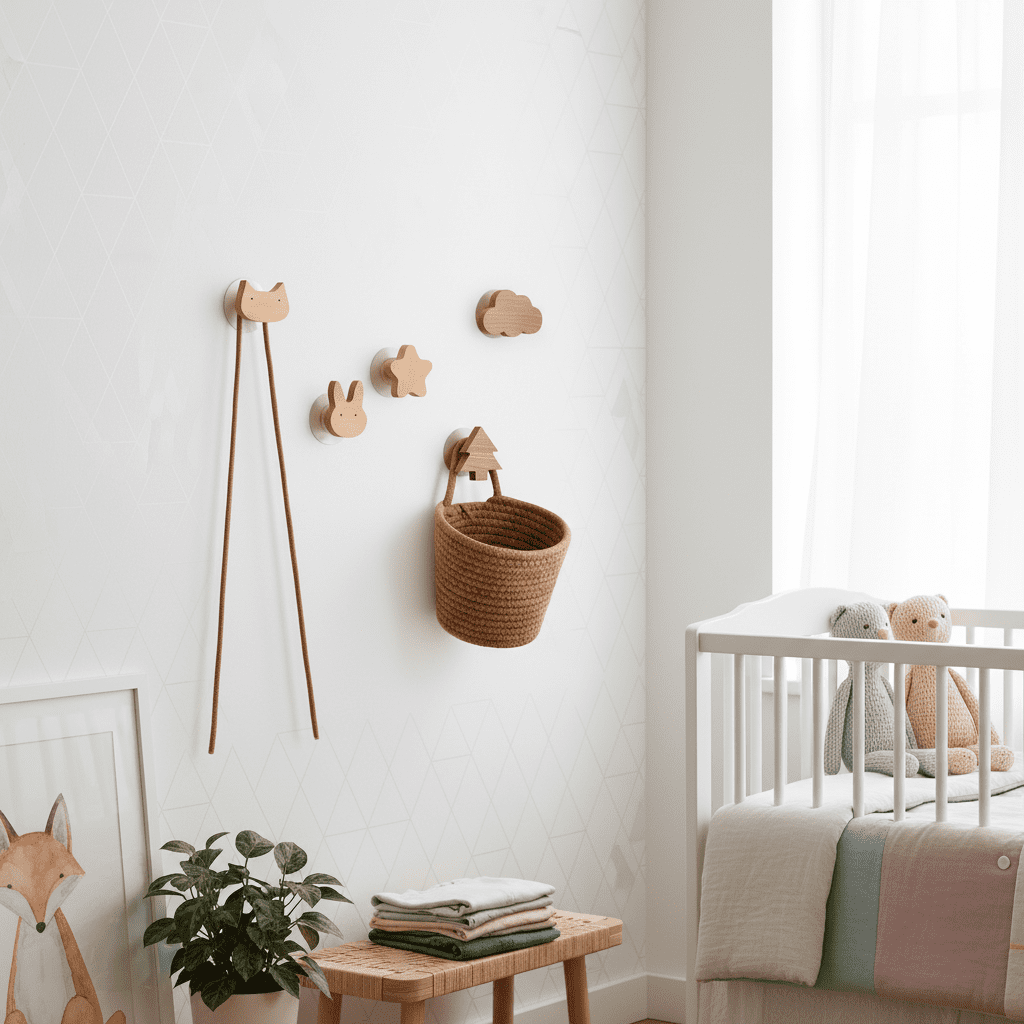 Crochet mural bois animal mignon - Patère déco chambre enfant - Vue 7