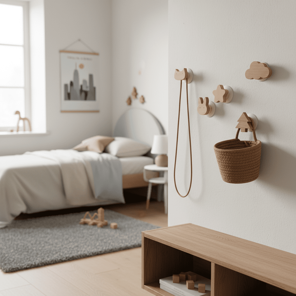 Crochet mural bois animal mignon - Patère déco chambre enfant - Vue 8