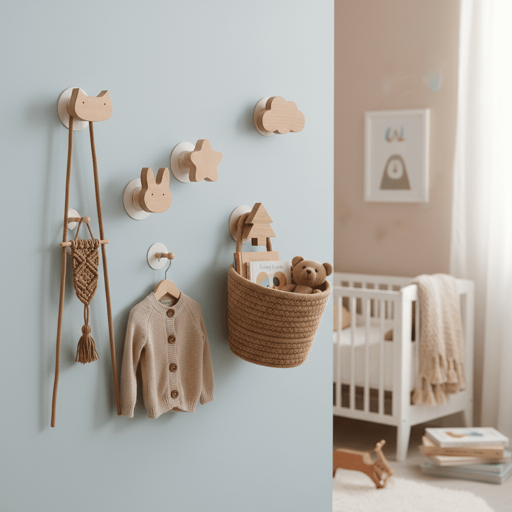 Crochet mural bois animal mignon - Patère déco chambre enfant - Vue 11