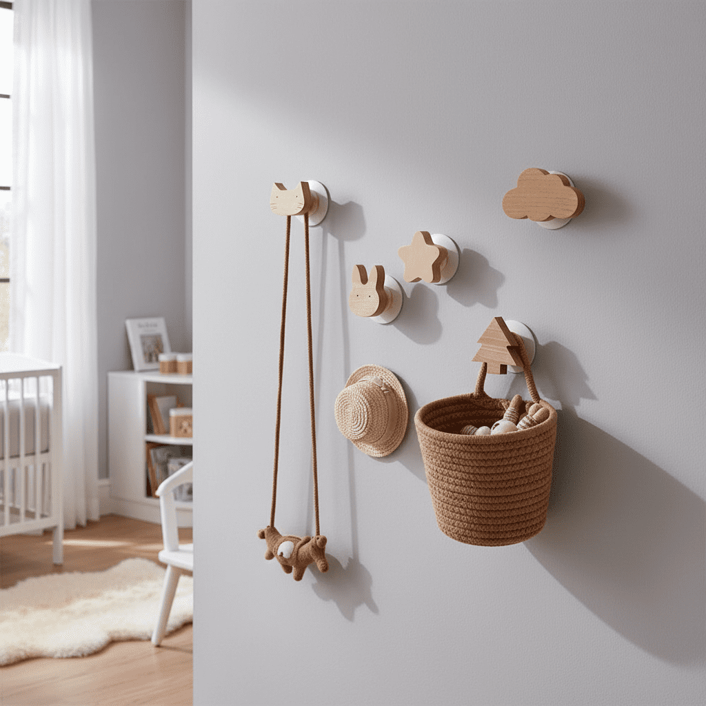 Crochet mural bois animal mignon - Patère déco chambre enfant - Vue 12