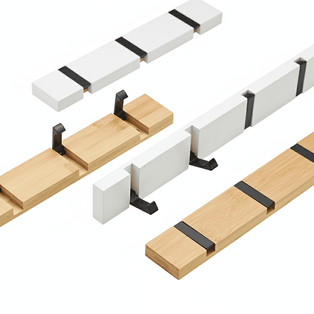 Crochets muraux bambou pliables - porte-manteau salle de bain - Vue 1