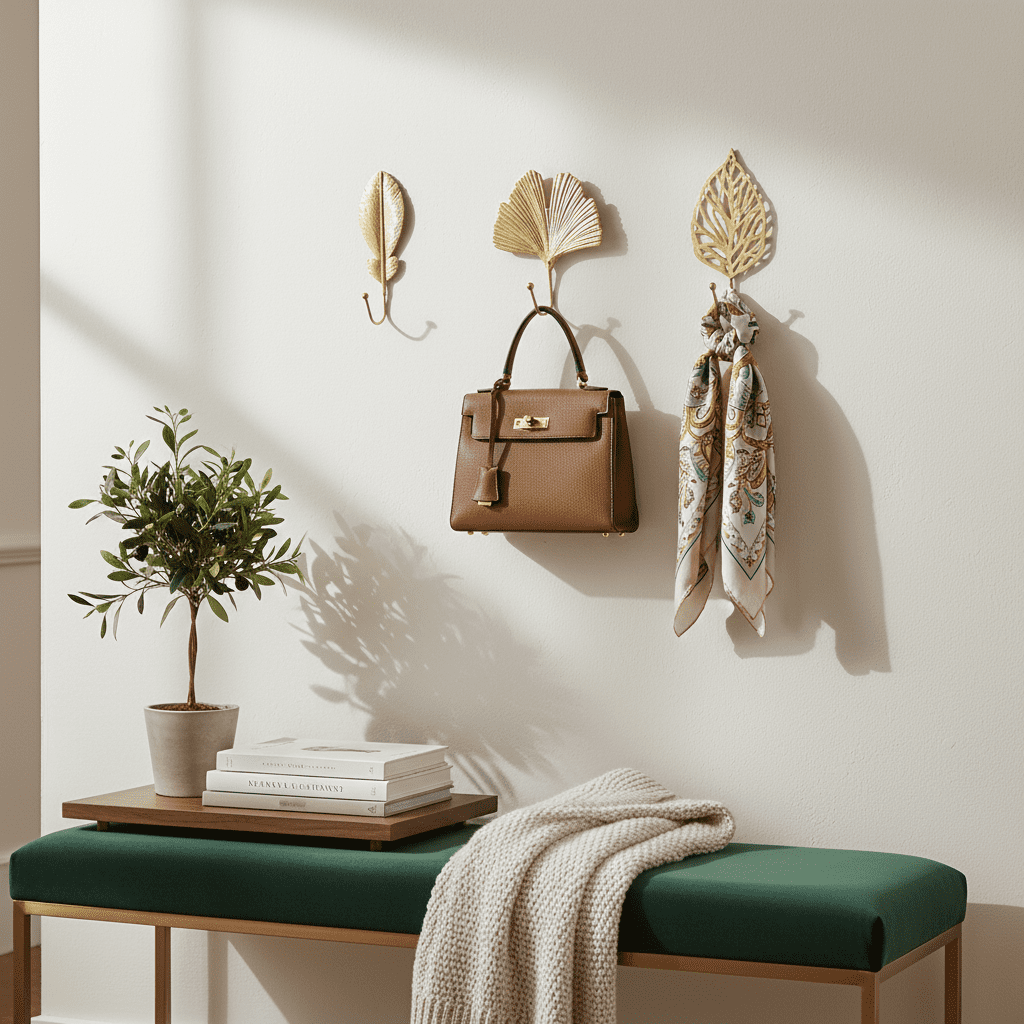 Crochets muraux dorés design - Porte-manteau déco fer luxe - Vue 11