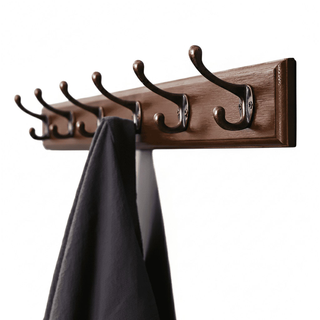 Porte-manteau mural bois massif 6 crochets - Rangement entrée - Vue 1