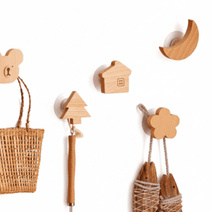 Crochet mural bois hêtre motif animal - patère décorative enfant - Vue 1