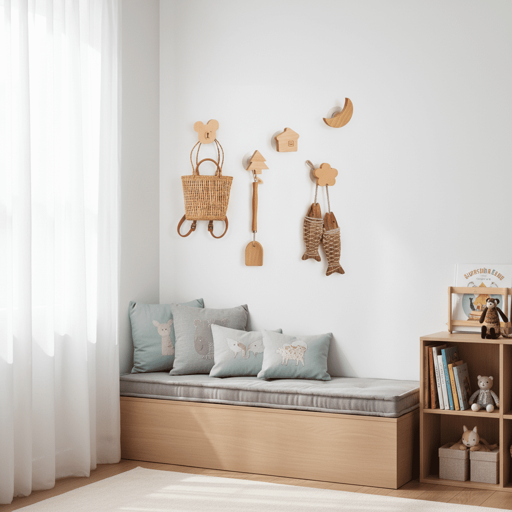 Crochet mural bois hêtre motif animal - patère décorative enfant - Vue 3