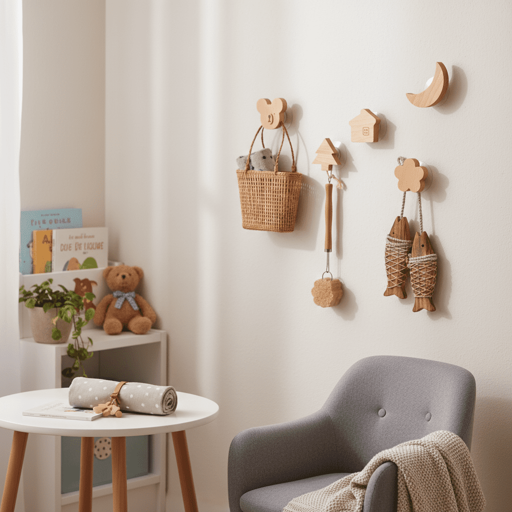 Crochet mural bois hêtre motif animal - patère décorative enfant - Vue 8