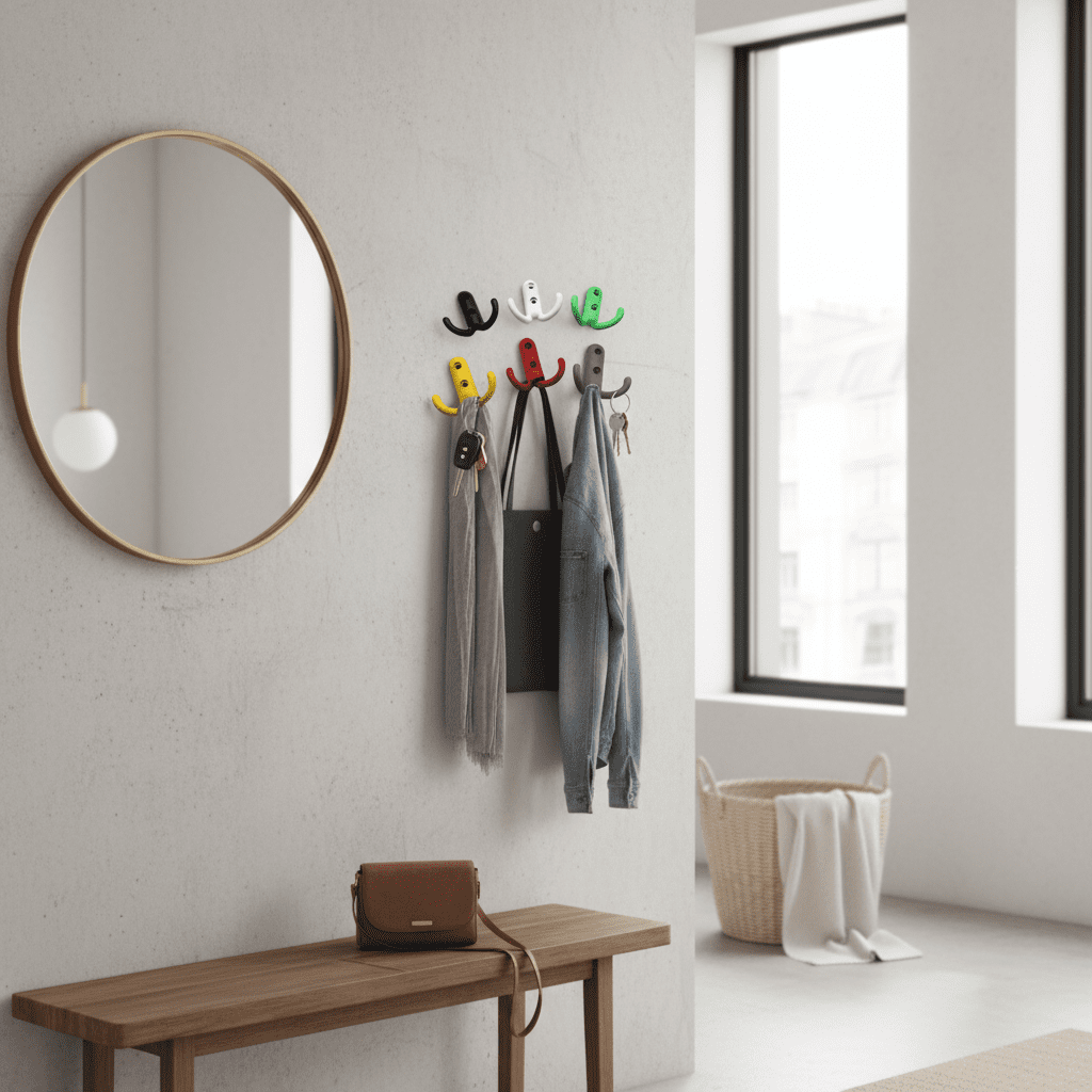 Crochet mural décoratif métal multicolore pour clés et vêtements - Vue 3