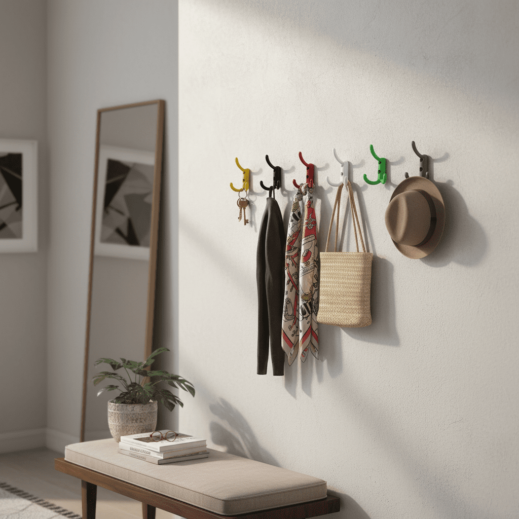 Crochet mural décoratif métal multicolore pour clés et vêtements - Vue 4