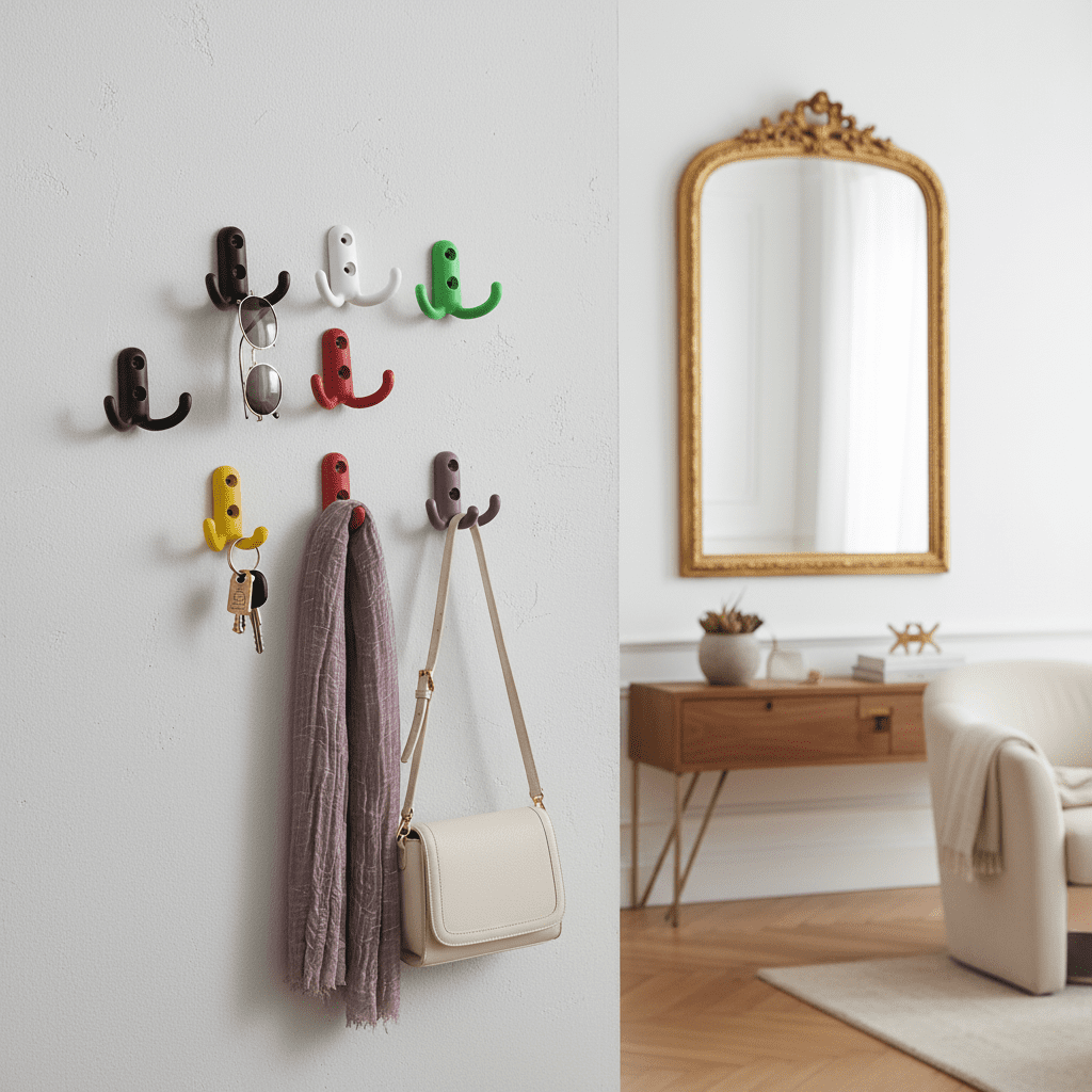 Crochet mural décoratif métal multicolore pour clés et vêtements - Vue 5