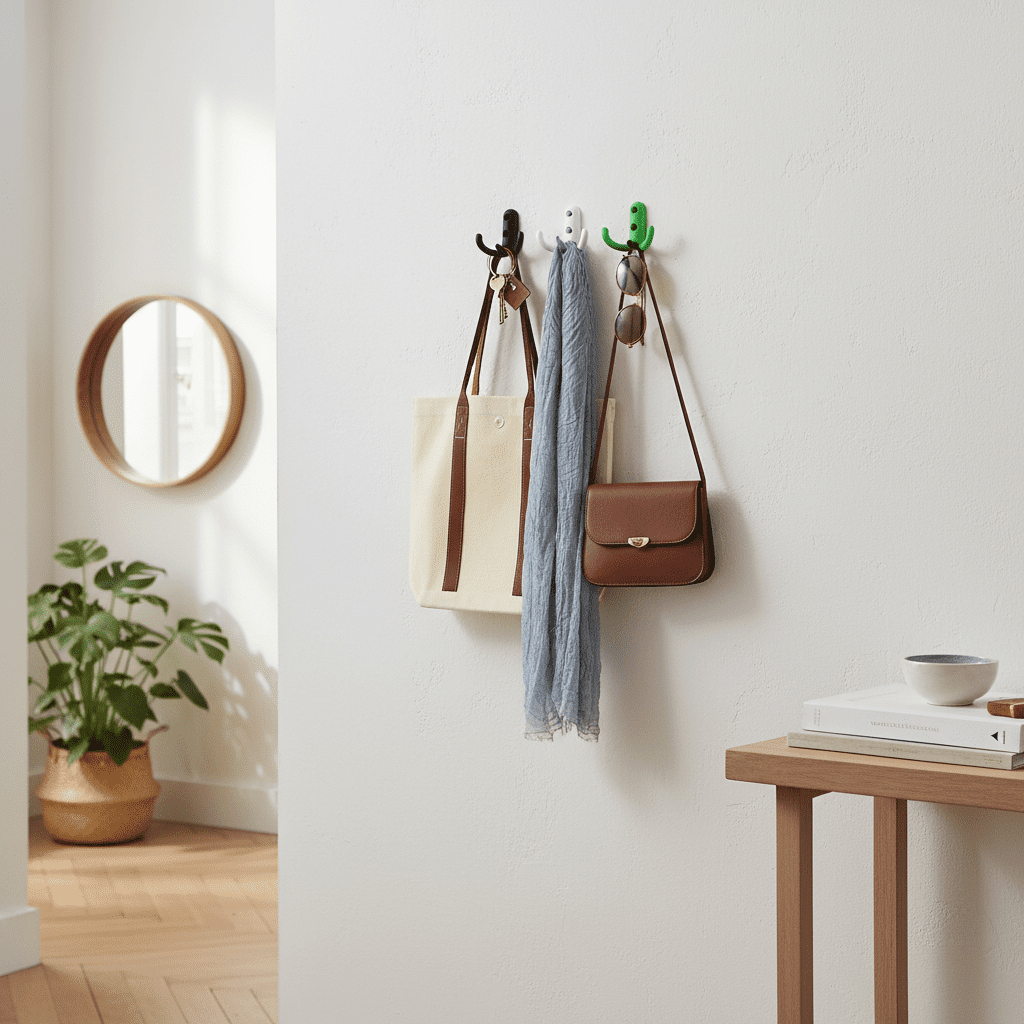 Crochet mural décoratif métal multicolore pour clés et vêtements - Vue 6