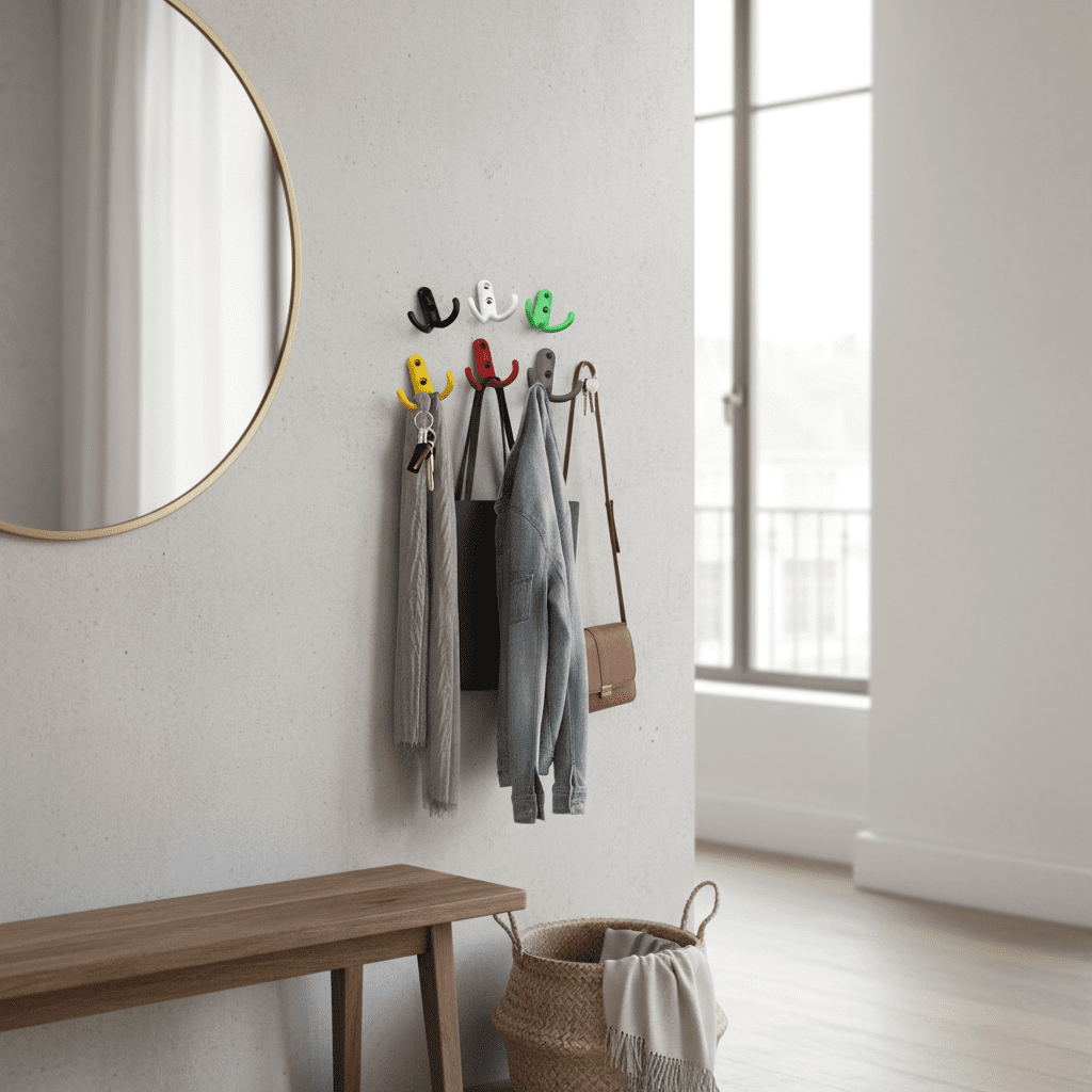 Crochet mural décoratif métal multicolore pour clés et vêtements - Vue 7