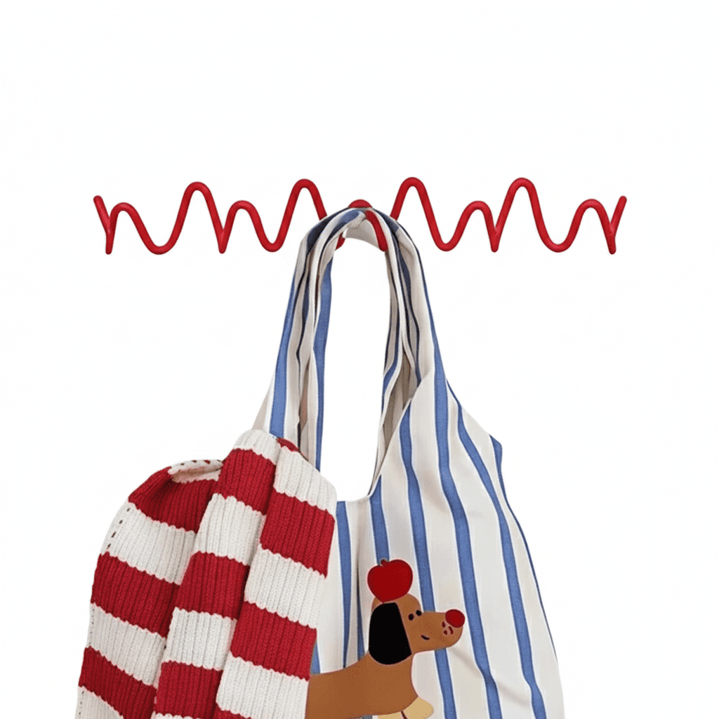 Porte-manteau ondulé en fer - Design minimaliste autoportant - Vue 1