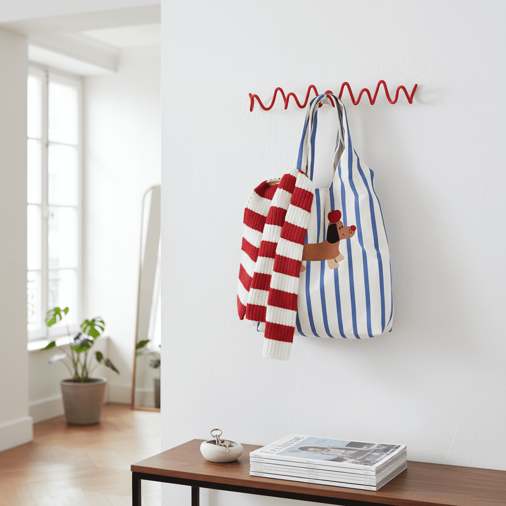 Porte-manteau ondulé en fer - Design minimaliste autoportant - Vue 7