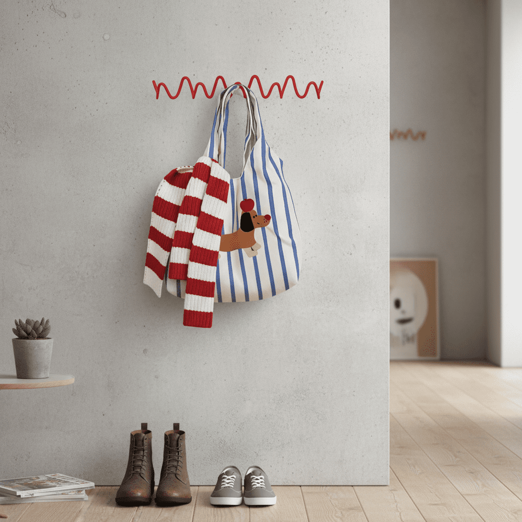 Porte-manteau ondulé en fer - Design minimaliste autoportant - Vue 9