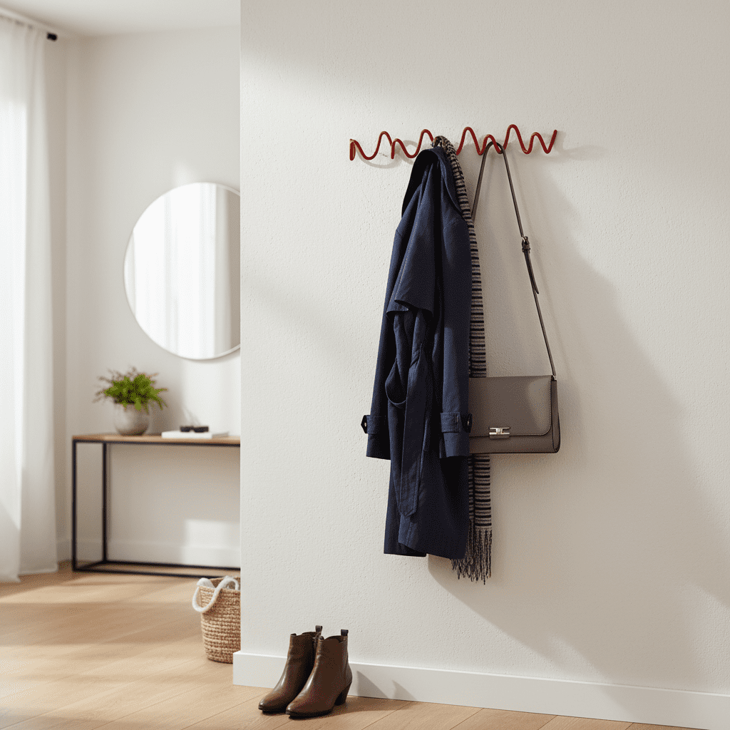 Porte-manteau ondulé en fer - Design minimaliste autoportant - Vue 11