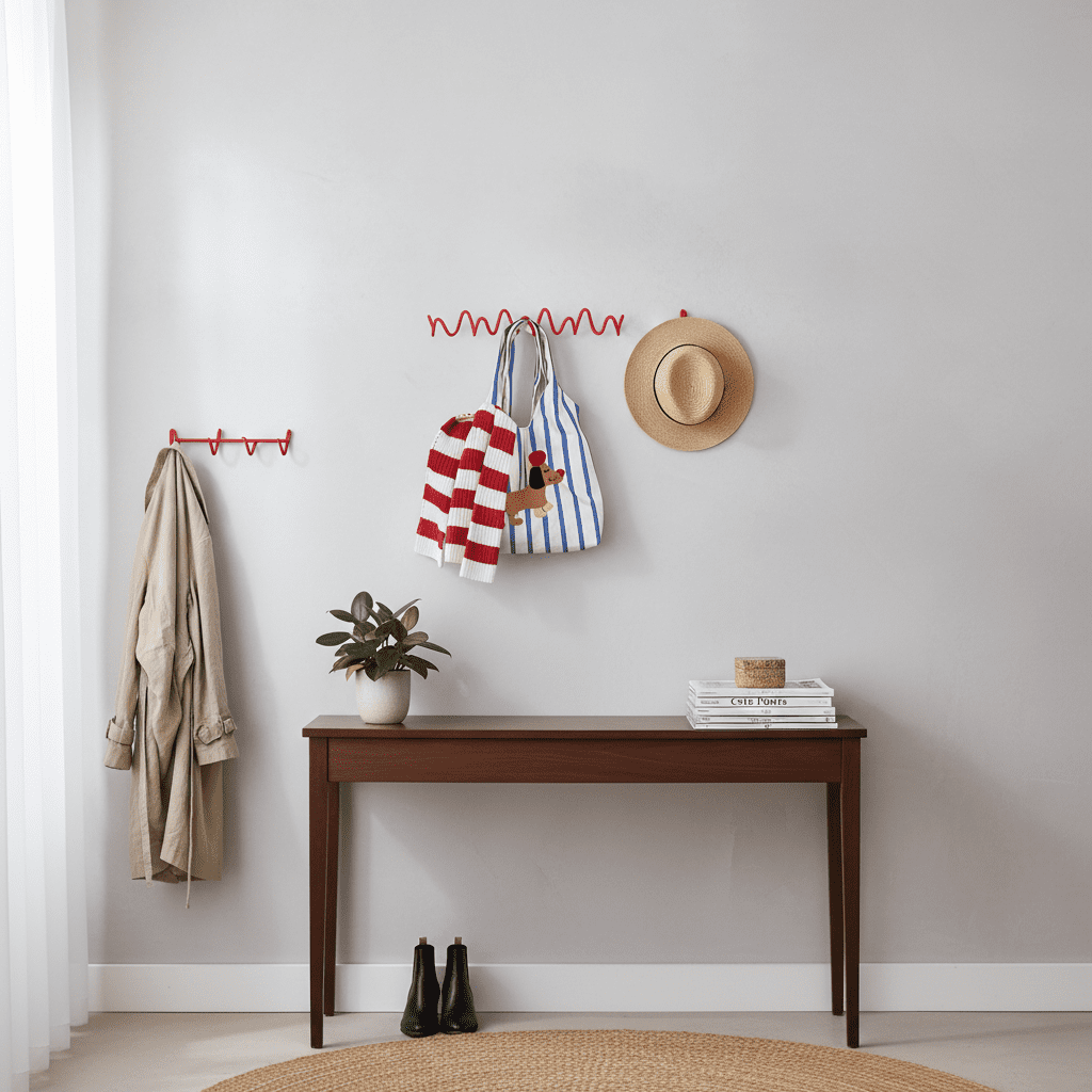 Porte-manteau ondulé en fer - Design minimaliste autoportant - Vue 12