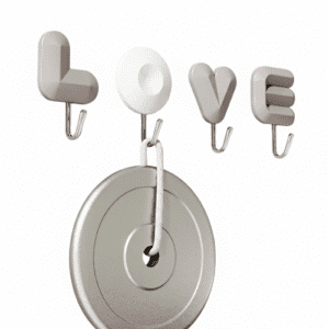 Crochets muraux déco lettres d'amour - Support adhésif serviettes - Vue 1