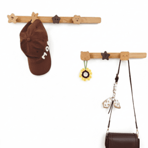 Porte-manteau mural bois massif - Crochets déco enfant couloir - Vue 1
