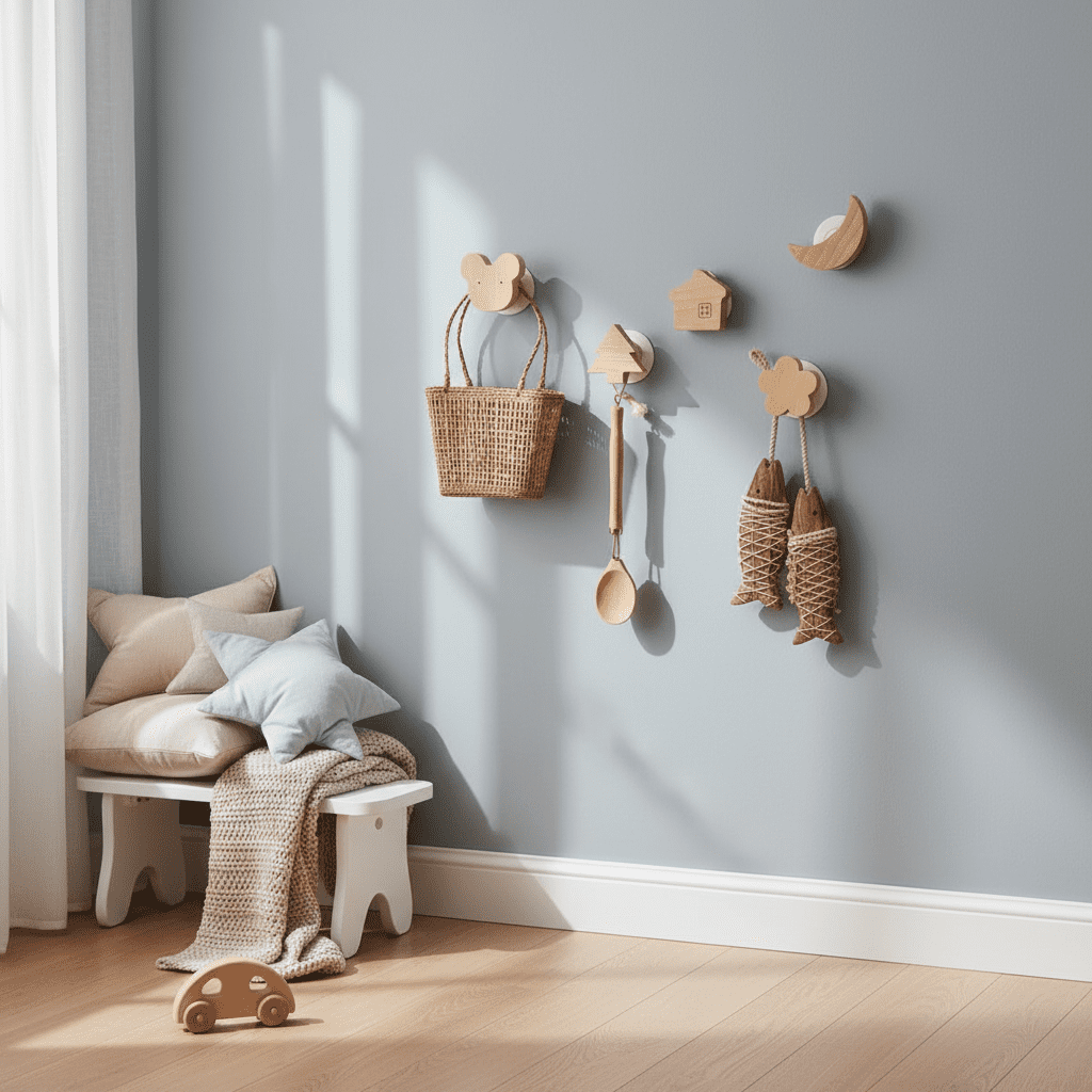 Crochets muraux bois animaux mignons - Porte-clés déco enfant - Vue 7