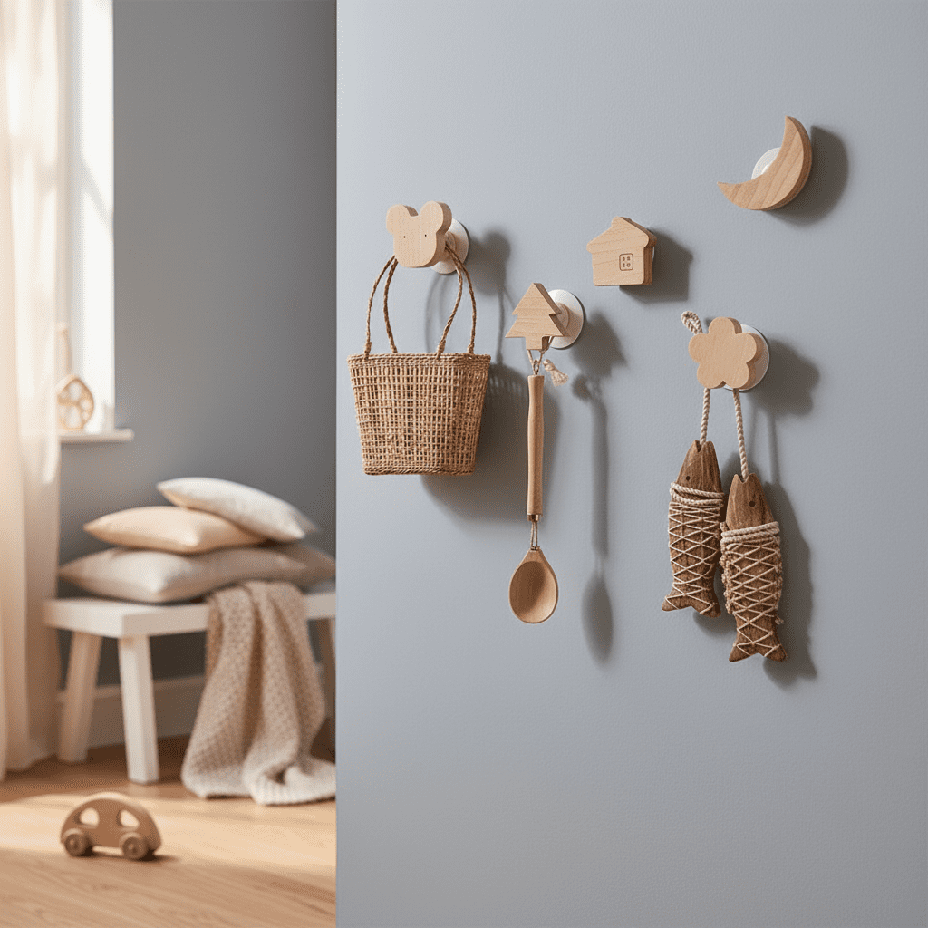 Crochets muraux bois animaux mignons - Porte-clés déco enfant - Vue 10