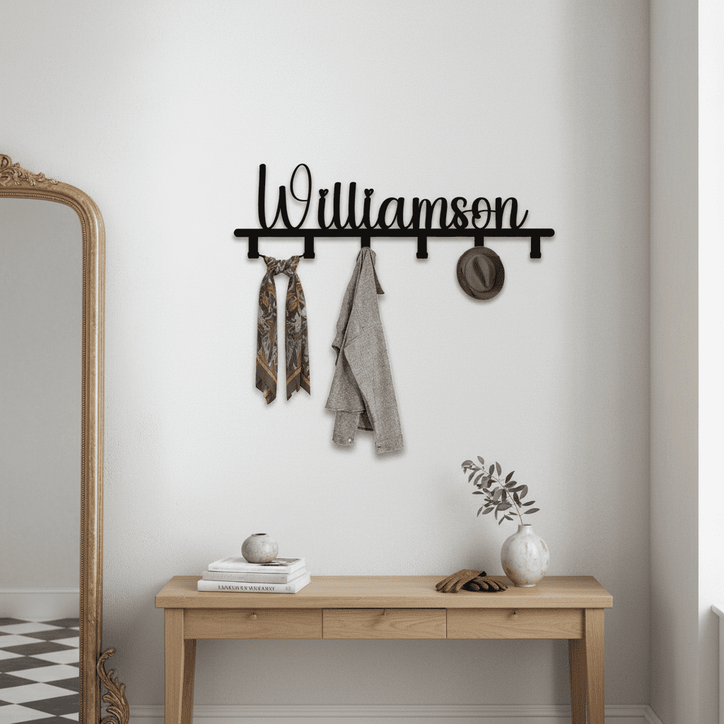 Porte-manteau mural métal personnalisé 5 crochets décoration - Vue 3