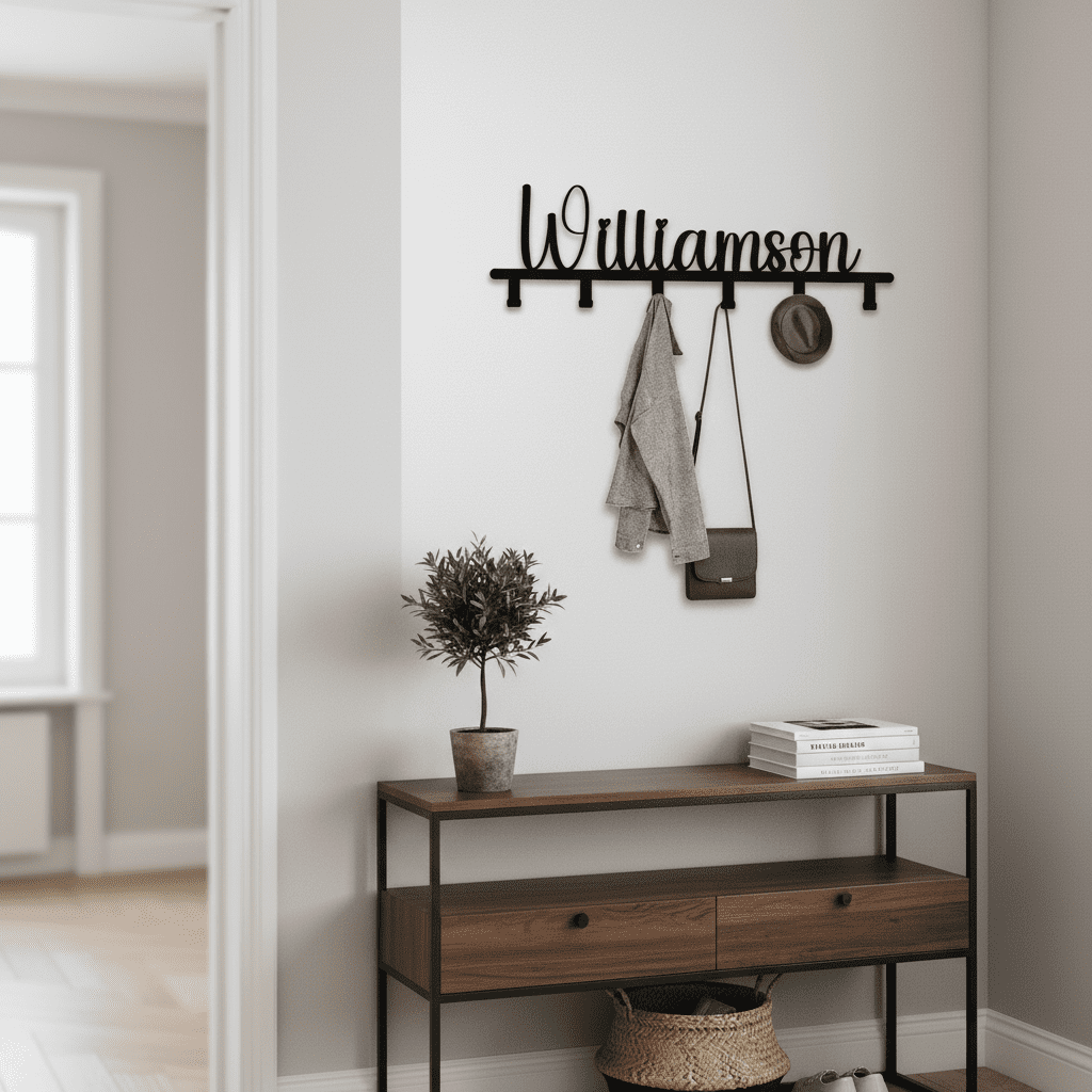 Porte-manteau mural métal personnalisé 5 crochets décoration - Vue 4