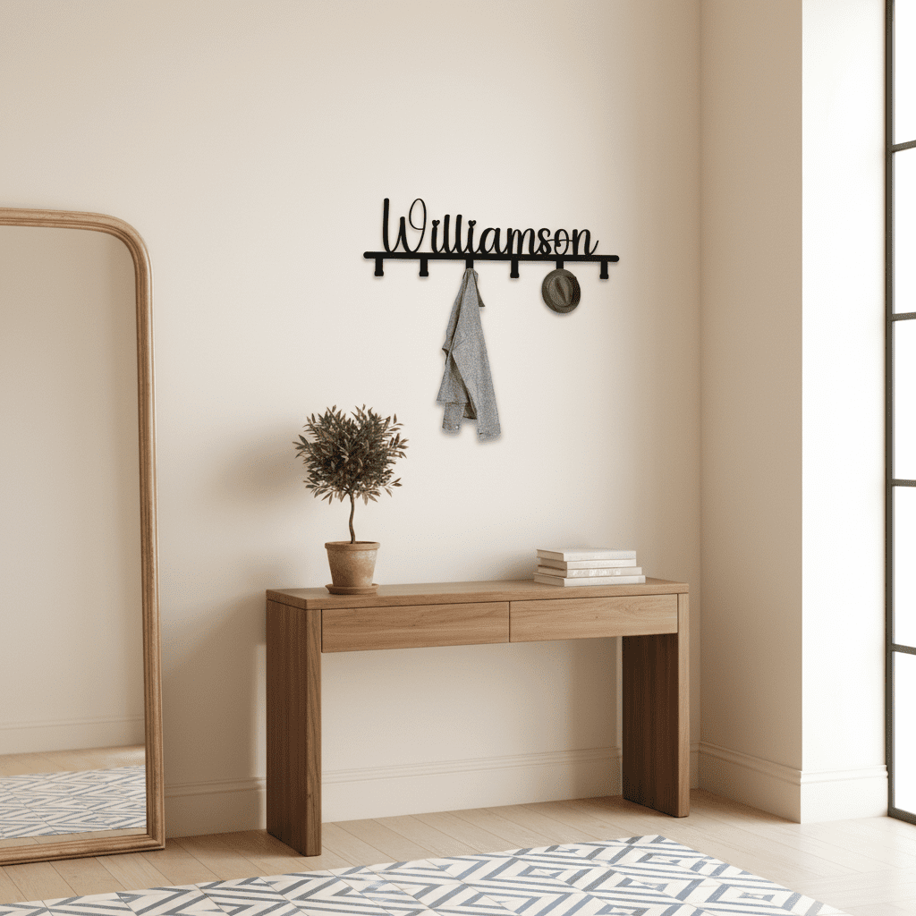 Porte-manteau mural métal personnalisé 5 crochets décoration - Vue 5