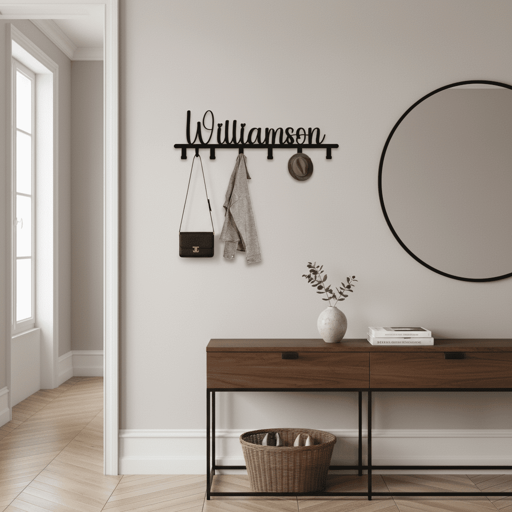 Porte-manteau mural métal personnalisé 5 crochets décoration - Vue 6