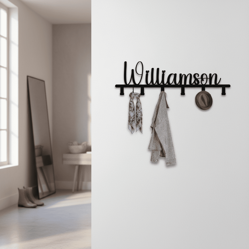 Porte-manteau mural métal personnalisé 5 crochets décoration - Vue 7