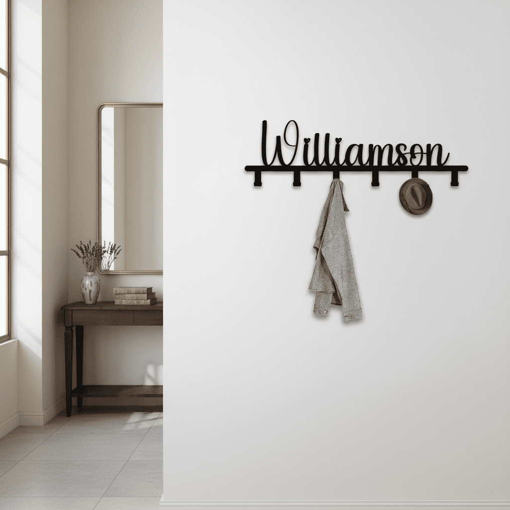 Porte-manteau mural métal personnalisé 5 crochets décoration - Vue 8