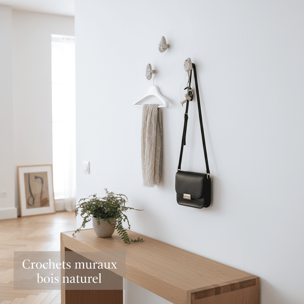 Crochets muraux bois naturel - Lot de 3 patères déco maison - Vue 7