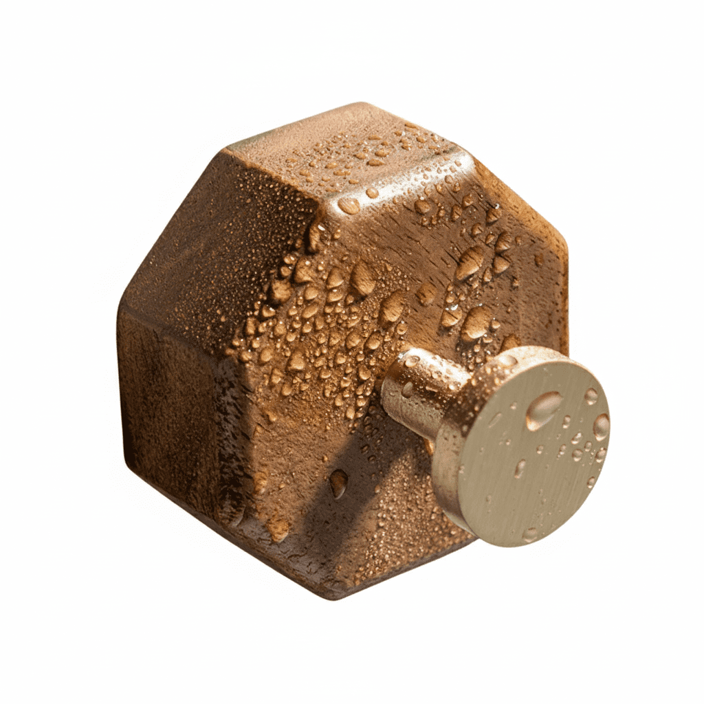 Crochet mural bois noyer et laiton adhésif - Lot de 2 pièces - Vue 6