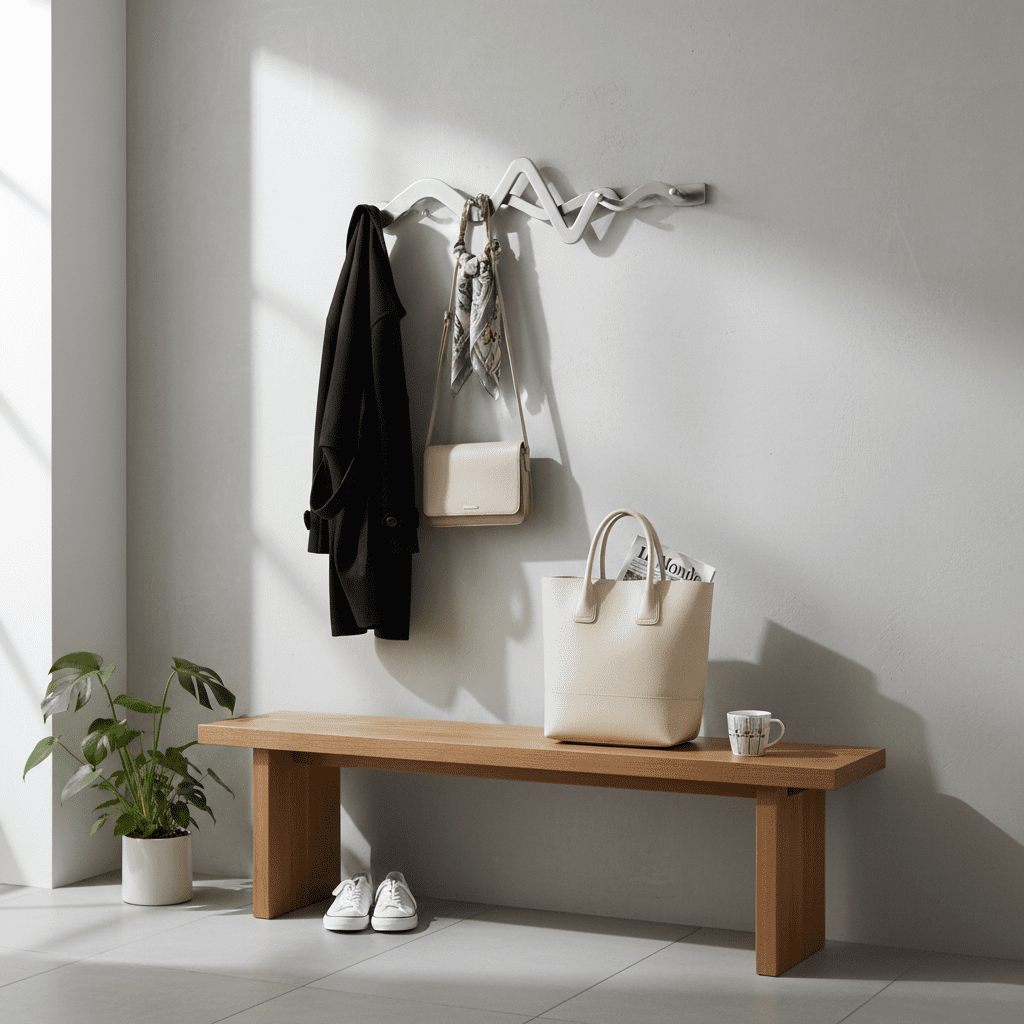 Porte-manteau mural ondulé design moderne - Acier inoxydable - Vue 4