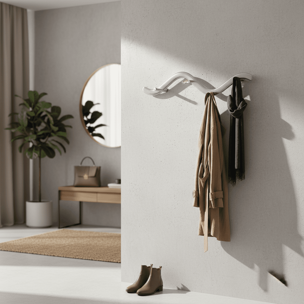 Porte-manteau mural ondulé design moderne - Acier inoxydable - Vue 6