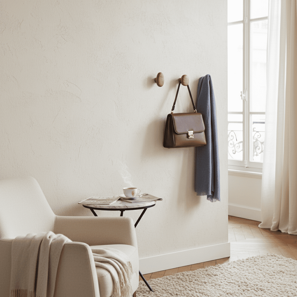 Crochet mural bois massif - Porte-manteau décoratif rangement - Vue 4