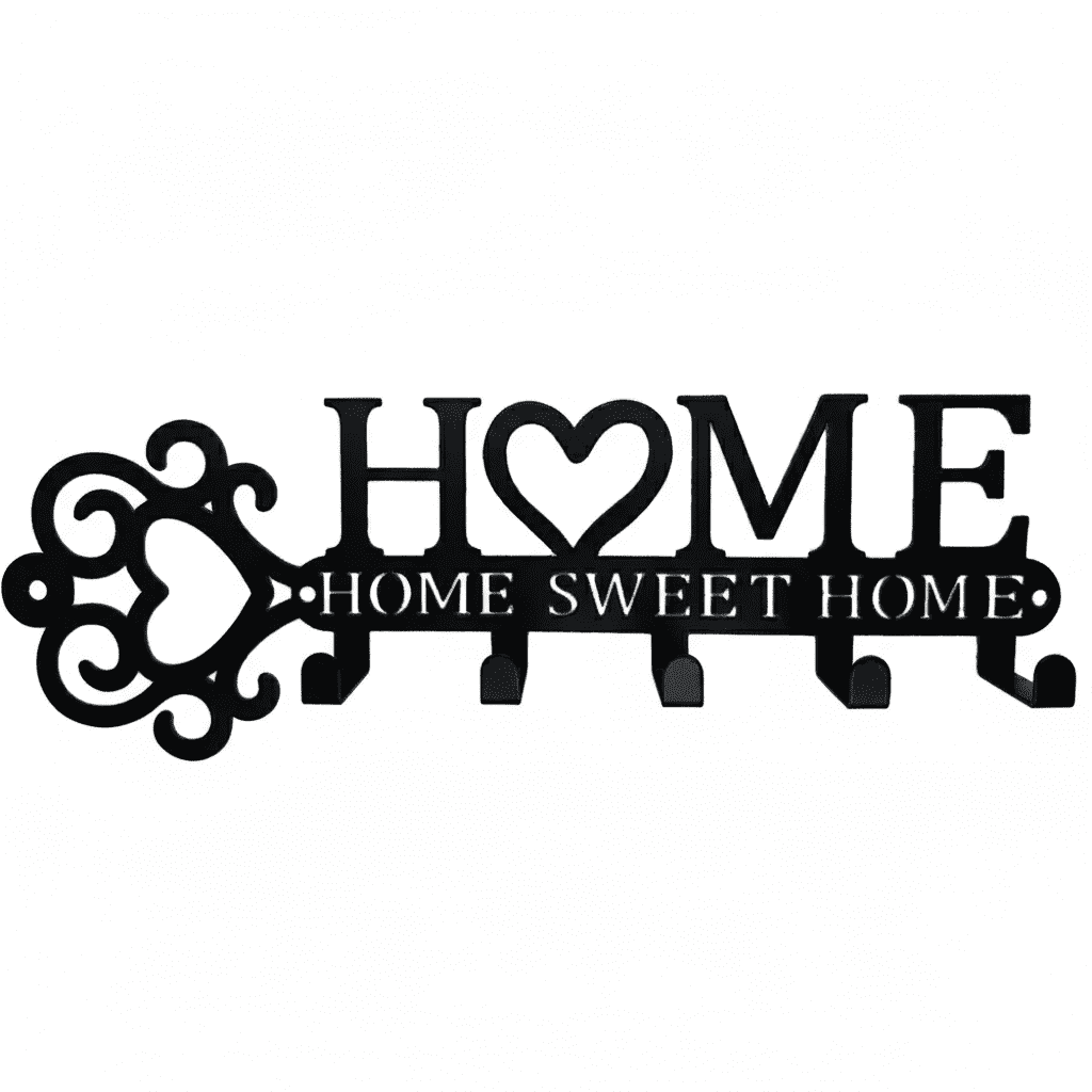 Porte-clés mural métal 5 crochets - Patère décorative vêtements - Vue 1