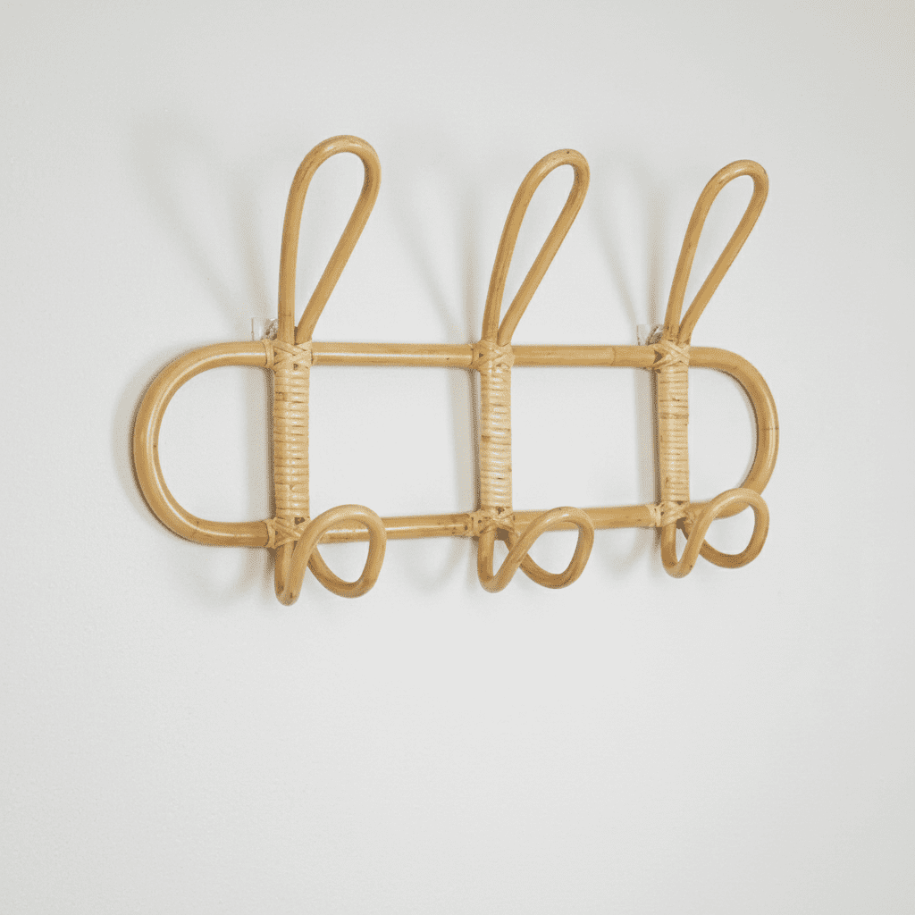 Crochets muraux rotin naturel - Porte-vêtements vintage chambre - Vue 2