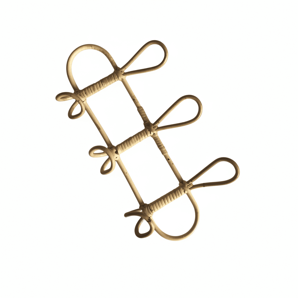 Crochets muraux rotin naturel - Porte-vêtements vintage chambre - Vue 3