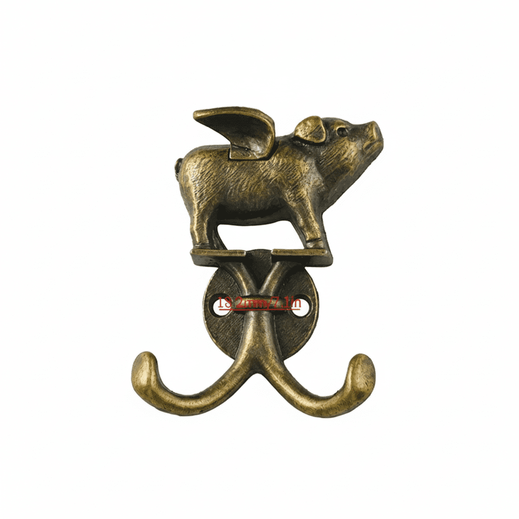 Crochet mural cochon volant vintage en alliage, décoratif multi-usages - Vue 2