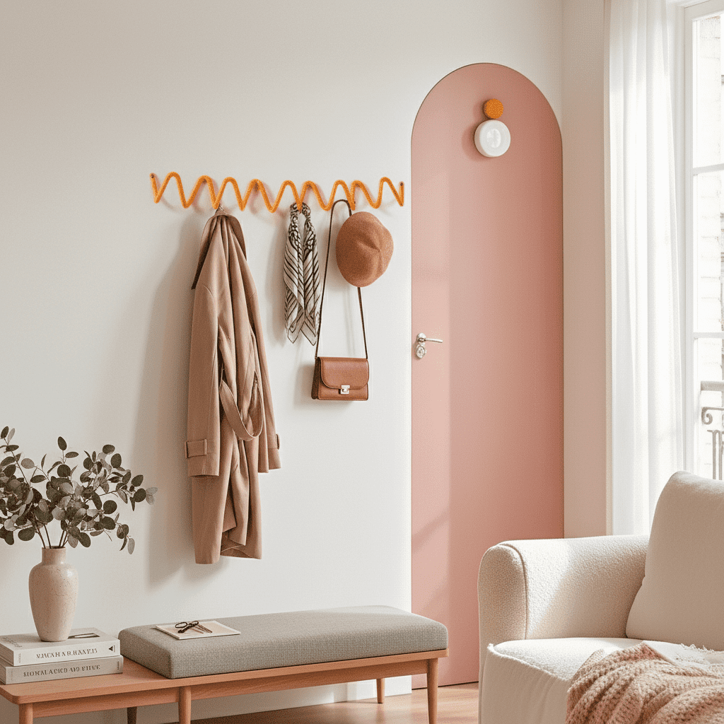 Porte-manteau mural ondulé en fer - Design vague moderne 50cm - Vue 3