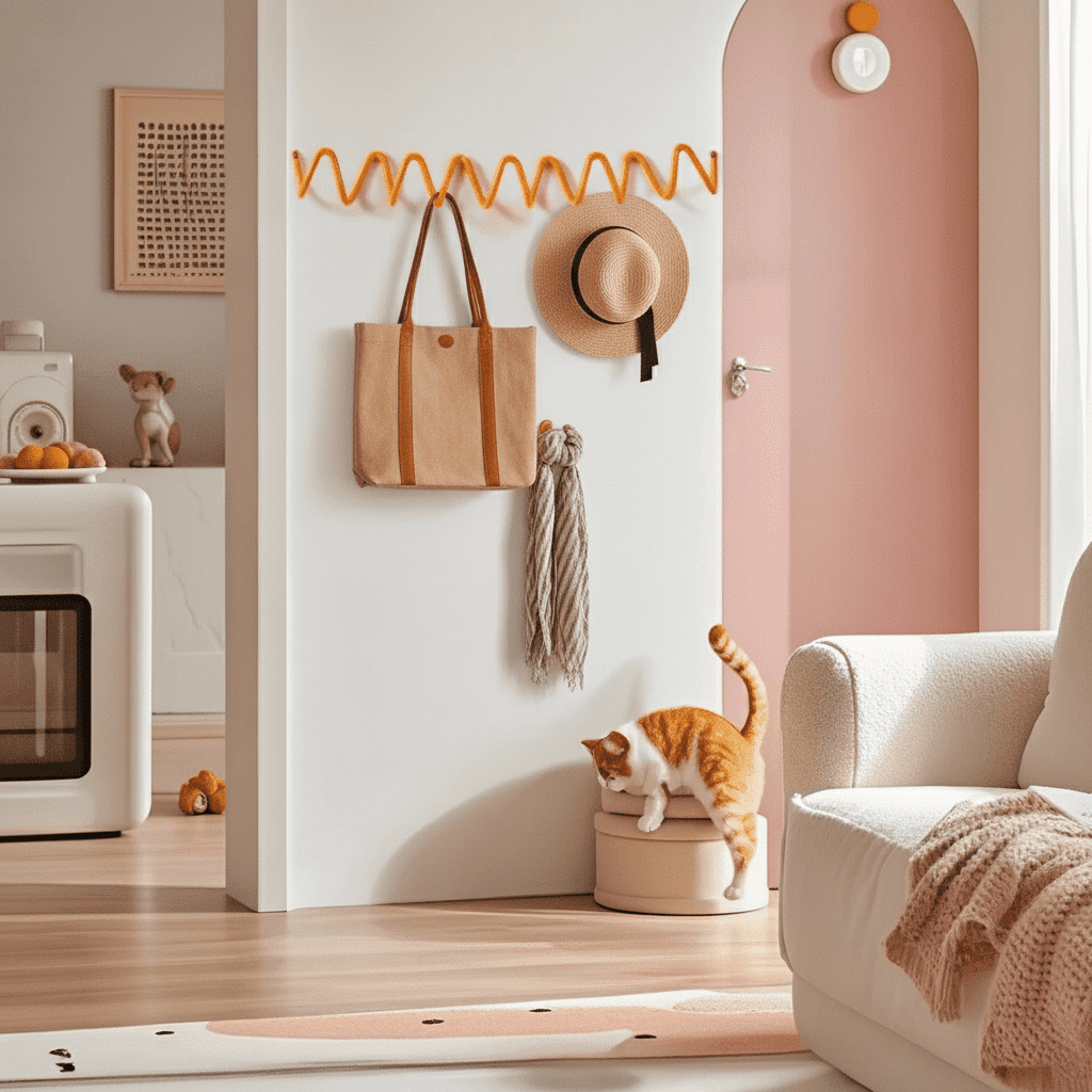 Porte-manteau mural ondulé en fer - Design vague moderne 50cm - Vue 4