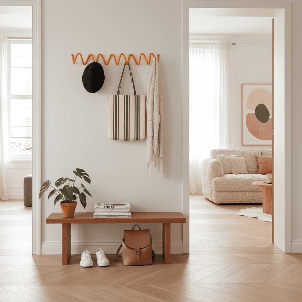 Porte-manteau mural ondulé en fer - Design vague moderne 50cm - Vue 5