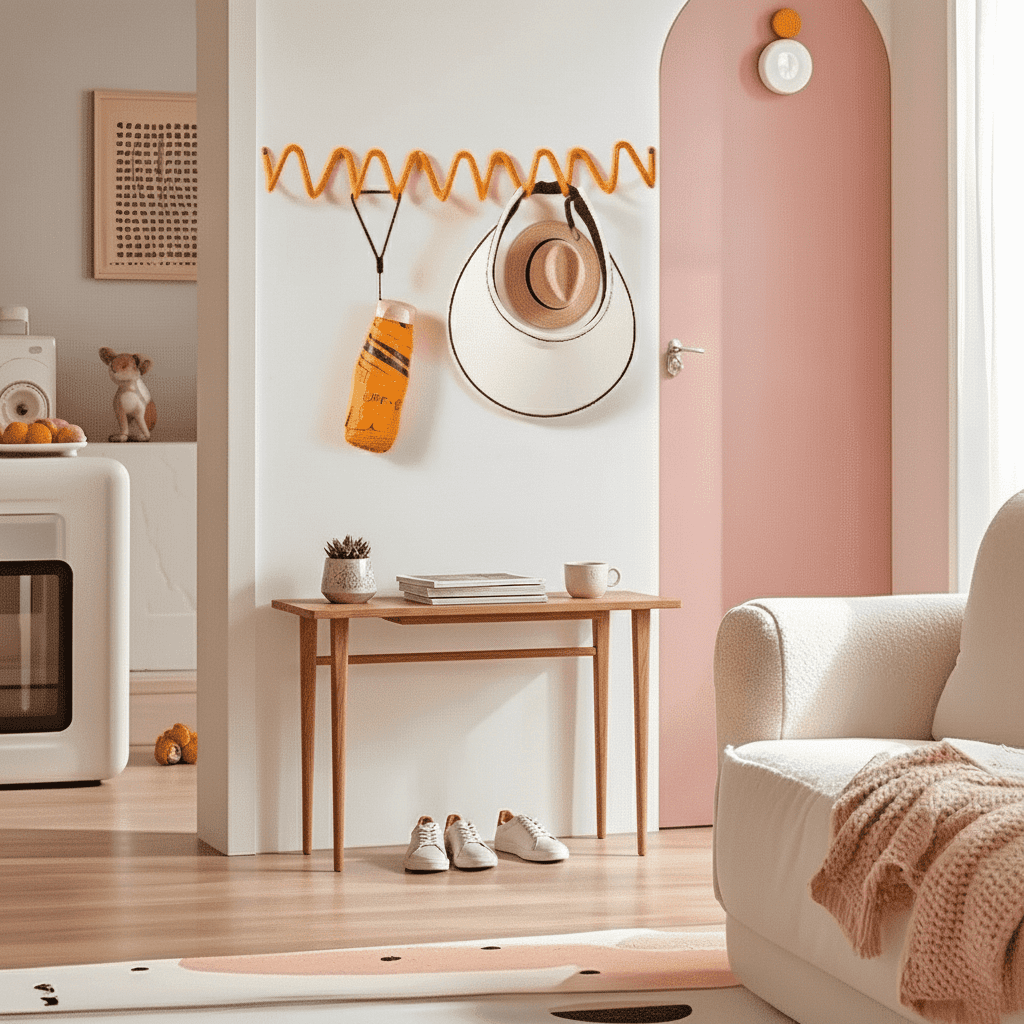 Porte-manteau mural ondulé en fer - Design vague moderne 50cm - Vue 6