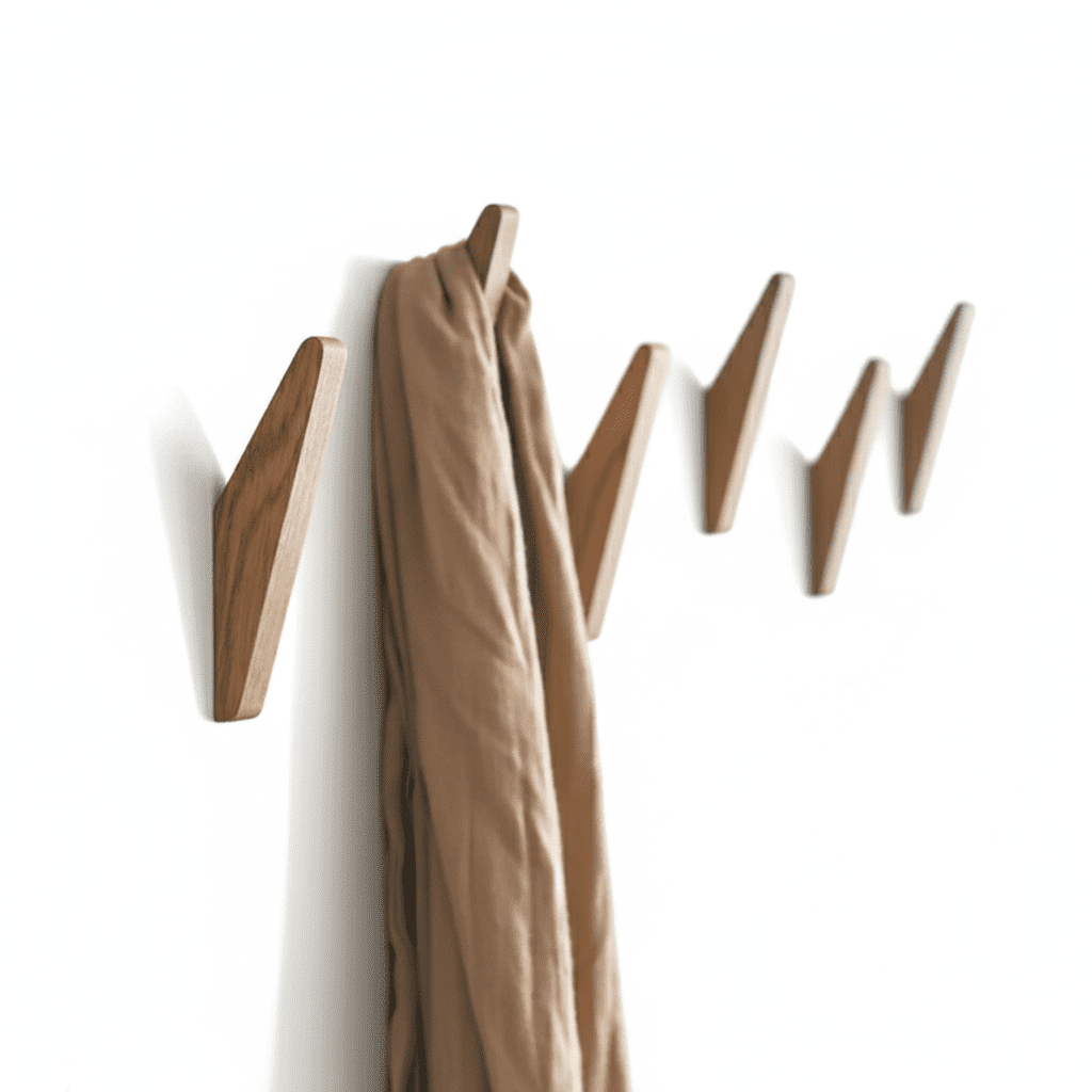Cintre mural bois naturel - Porte-manteau décoratif multi-usage - Vue 1