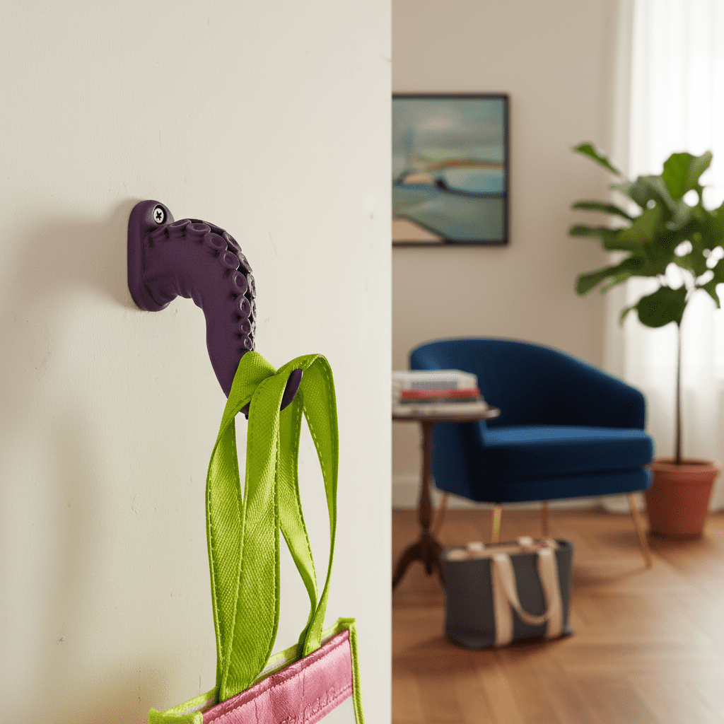 Crochet mural tentacule poulpe - Porte-vêtement créatif déco - Vue 8