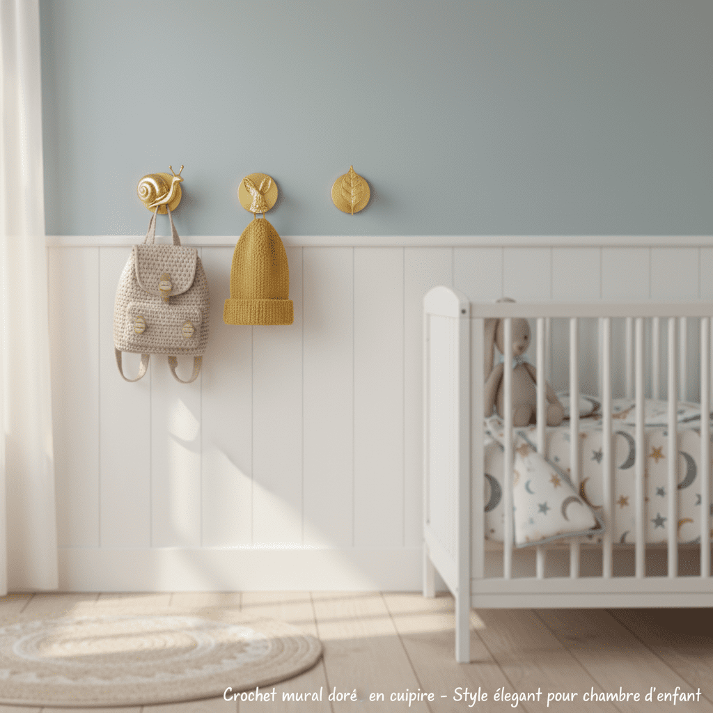 Crochet mural doré en cuivre - Porte-serviettes chambre DIY - Vue 2